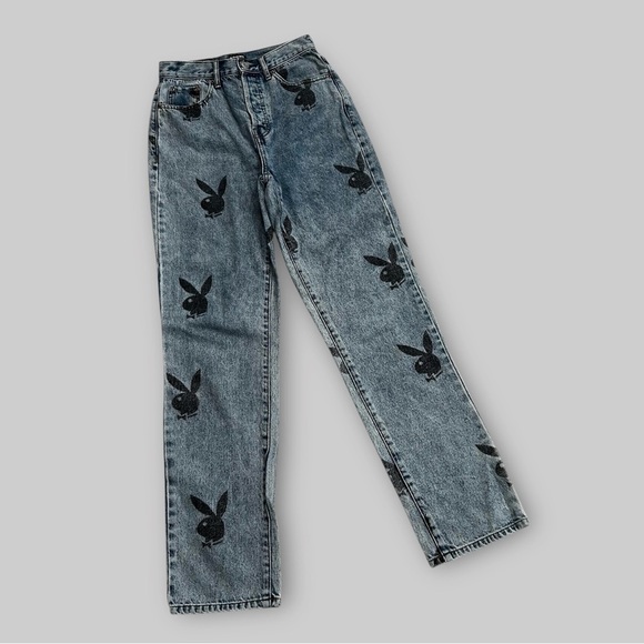 PacSun Denim - Playboy By Pacsun Mom Jeans Size 25 Button Fly Denim Acid Wash Straight Leg Y2K
